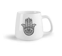 DEBINGY Frutta in ceramica Tazze per casa e ufficio Hamsa Mano Occhio Buddha indiano Yoga Studio Meditazione Boho （14oz/400ml） Porcellana fine (ceramica)