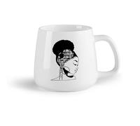 DEBINGY Frutta in ceramica Tazze per casa e ufficio Ragazza africana che legge in biblioteca, citazione motivazionale （14oz/400ml） per Tè, caffè e bevande calde