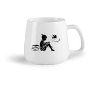 DEBINGY Frutta in ceramica Tazze per casa e ufficio Ragazza che legge un libro di magia nella biblioteca della scuola （14oz/400ml） Ideale per casa e ufficio