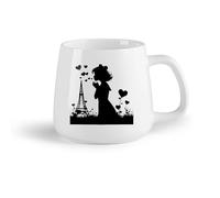 DEBINGY Frutta in ceramica Tazze per cioccolata calda una ragazza che manda baci davanti alla torre Eiffel （14oz/400ml） Cappuccino, latte macchiato, tè, espresso