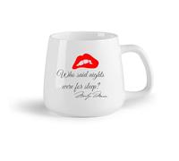 DEBINGY Frutta in ceramica Tazze resistenti Citazione Chi ha detto che la notte è per dormire? Sex appeal femminile Labbra femminili （14oz/400ml） per ufficio, casa