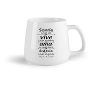 DEBINGY Frutta in ceramica Tazze resistenti Citazioni motivazionali spagnole: sorridi ogni giorno e vivi il presente （14oz/400ml） Regalo per uomo o donna