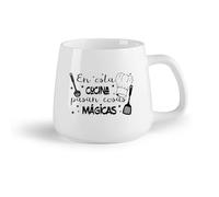 DEBINGY Frutta in ceramica Tazze resistenti Cose magiche accadono nelle cucine spagnole Ristorante Cucchiaio Forchetta Cucina Chef Famiglia （14oz/400ml） per casa e ufficio