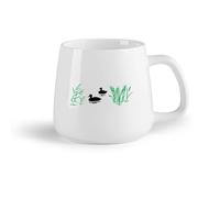 DEBINGY Frutta in ceramica Tazze resistenti Due anatre germano reale a caccia di uccelli tra le canne vicino a un cottage sul lago （14oz/400ml） per casa e ufficio