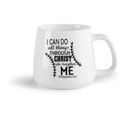 DEBINGY Frutta in ceramica Tazze resistenti Io posso ogni cosa in colui che mi fortifica Citazione Filippesi 4:13 Religione （14oz/400ml） per ufficio, casa