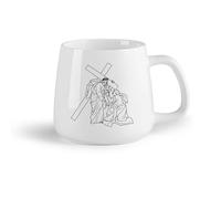 DEBINGY Frutta in ceramica Tazze resistenti Sesta stazione della Via Crucis Veronica asciuga il volto di Gesù Cristo schema （14oz/400ml） per uomo e donna