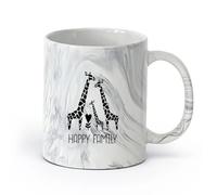 DEBINGY Taza de Café con Asa - Clásica Familia de jirafas: animales lindos （11oz/320ml） Para café, sopa, té, leche, latte, chocolate caliente, para mujeres y hombres Negro mármol
