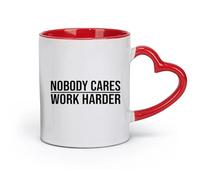 DEBINGY Taza de café de cerámica A nadie le importa trabajar más duro, citas inspiradoras y motivacionales para hacer ejercicio (11 oz/320 ml), para restaurante y oficina, color rojo