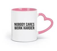 DEBINGY Taza de café de cerámica A nadie le importa trabajar más duro, citas inspiradoras y motivacionales para hacer ejercicio (320 ml), color rosa para restaurantes y oficinas.