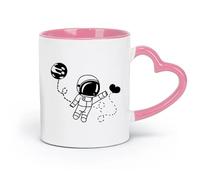 DEBINGY Taza de café de cerámica con diseño de astronauta, astronauta, universo, amor, luna, camino, afecto, atracción, San Valentín (320 ml) y apta para microondas, color rosa.