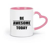 DEBINGY Taza de café de cerámica con frases motivadoras para ser increíble hoy. Frases motivadoras para niños (320 ml) para el hogar o el trabajo. Rosa.