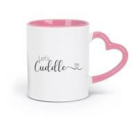 DEBINGY Taza de café de cerámica con frases Vamos a abrazarnos, letreros Vamos a abrazarnos, Quedarnos en la cama, Acurrucarnos, pareja gurú (320 ml) para oficina y hogar, color rosa