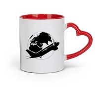 DEBINGY Taza de café de cerámica con temática de avión, viaje alrededor del mundo, avión, autobús, turismo (320 ml), apta para lavavajillas, color rojo
