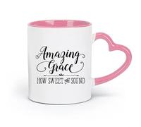 DEBINGY Taza de café de cerámica Cristianismo Amazing Grace What A Sweet Voice Canciones de alabanza Letras Versículos bíblicos Cristianismo （11oz/320ml） Apto para lavavajillas Rosa