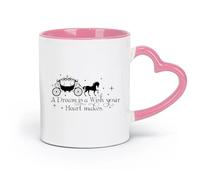 DEBINGY Taza de café de cerámica El sueño de Cenicienta es un deseo que tu corazón pide a la niña (320 ml) para restaurante y oficina, color rosa.