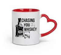 DEBINGY Taza de café de cerámica que te persigue como un vaso de whisky, vino, cocina, restaurante, bar, pub (11 oz/320 ml) para oficina, hogar, rojo