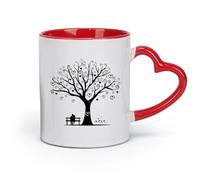 DEBINGY Taza de café de cerámica romántica con diseño de árbol genealógico, pareja de enamorados y corazón (11 oz/320 ml), elegante y duradera, apta para microondas y lavavajillas.