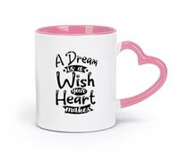 DEBINGY Taza de café de cerámica Un sueño es un deseo Tu corazón hace Citas tipográficas （11oz/320ml） Apto para oficina, hogar, cafetería, lavavajillas y microondas Rosa