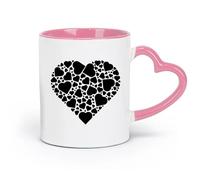 DEBINGY Taza de café de cerámica, una combinación de pequeños corazones dispuestos en forma de corazón (11 oz/320 ml) para el hogar o el trabajo rosa