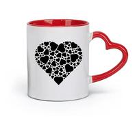 DEBINGY Taza de café de cerámica, una combinación de pequeños corazones dispuestos en forma de corazón （11 oz/320 ml） para el hogar o el trabajo Rojo