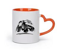 DEBINGY Taza de Café de Coche SUV Vehículo Motor Rueda Carretera Carreras （11oz/320ml） Regalo divertido para amantes del café, mejores amigos del trabajo, compañeros de trabajo y amigos Naranja