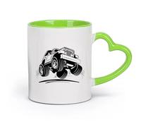 DEBINGY Taza de Café de Coche SUV Vehículo Motor Rueda Carretera Carreras （11oz/320ml） Regalo divertido para amantes del café, mejores amigos del trabajo, compañeros de trabajo y amigos Verde