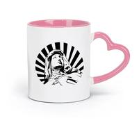 DEBINGY Taza de café elegante de cerámica con dibujo de una persona maría con una capucha (11 oz/320 ml) Taza de café de cerámica para capuchino, té, leche, rosa