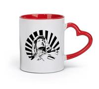 DEBINGY Taza de café elegante de cerámica con dibujo de una persona maría con una capucha (11 oz/320 ml) Taza de café de cerámica para capuchino, té, leche, rojo