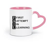 DEBINGY Taza de café elegante de cerámica con frases sobre fracasos, éxito laboral, educación, motivación y aprendizaje (320 ml) para el hogar y la oficina, color rosa.