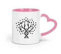 DEBINGY Taza de cerámica - Árbol de la vida, ADN, espiral, género, linaje, genética, biología, ciencia molecular (320 ml) para el hogar o el trabajo, color rosa