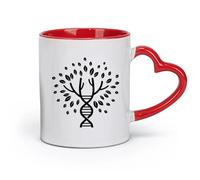 DEBINGY Taza de cerámica - Árbol de la vida de cerámica, ADN, espiral, género, linaje, genética, biología, ciencia molecular (320 ml) para el hogar o el trabajo, color rojo