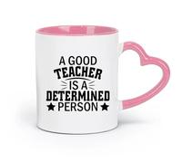 DEBINGY Taza de cerámica - Cerámica un buen maestro es una persona determinada tipografía （11oz/320ml） Taza de café de cerámica para capuchino, té, leche, rosa