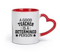 DEBINGY Taza de cerámica - Cerámica un buen maestro es una persona determinada tipografía （11oz/320ml） Taza de café de cerámica para capuchino, té, leche, rojo