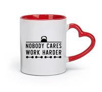 DEBINGY Taza de cerámica - Citas motivacionales A nadie le importa trabajar más duro para gimnasios (320 ml) para el hogar o el trabajo, color rojo