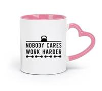 DEBINGY Taza de cerámica - Citas motivacionales A nadie le importa trabajar más duro para gimnasios (320 ml) para el hogar o el trabajo, color rosa