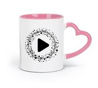 DEBINGY Taza de cerámica con botón de inicio musical, nota musical, botón de canción (320 ml), ideal para cocinas, restaurantes y cafeterías, ideal como regalo, color rosa.
