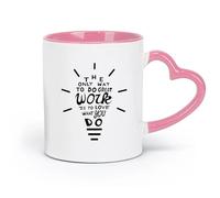DEBINGY Taza de cerámica con estilo para café, con cita inspiradora Ama tu trabajo y haz lo que te gusta, bombilla (320 ml) para el hogar o el trabajo, color rosa.