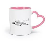 DEBINGY Taza de cerámica con estilo para café, pasta italiana, cocina italiana, macarrones planos, penne, fusilli (320 ml), restaurante, oficina, color rosa