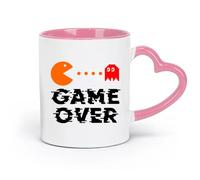 DEBINGY Taza de cerámica con frase Game Over y logotipo de jugador (320 ml), ideal para cocinas, restaurantes y cafeterías. Ideal como regalo. Rosa.