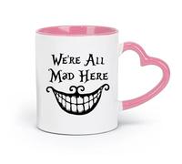 DEBINGY Taza de cerámica con frase Todos estamos locos, divertida y sonriente boca grande (320 ml) para café, sopa, té, leche, café con leche y chocolate caliente. Ideal para damas y caballeros.