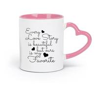 DEBINGY Taza de cerámica con frases de amor Toda historia de amor es hermosa, pero la nuestra es mi favorita (320 ml) para oficina y hogar, color rosa