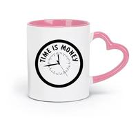 DEBINGY Taza de cerámica con frases familiares, El tiempo es dinero, Trabajo en equipo, Liderazgo, Motivación, Negocios (320 ml) para el hogar y la oficina, color rosa