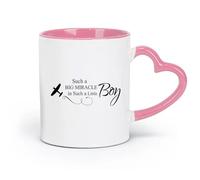 DEBINGY Taza de cerámica con frases inspiradoras: «Un milagro tan grande le sucedió a un niño tan pequeño» (320 ml) para el hogar o el trabajo, color rosa.