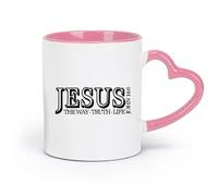 DEBINGY Taza de cerámica con versículos bíblicos cristianos, Jesús, verdad, vida, religión, oración, vida cristiana (320 ml) y apta para microondas, color rosa