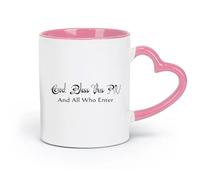 DEBINGY Taza de cerámica - Dios bendiga esta autocaravana y a todos los aficionados a las autocaravanas, todoterrenos y autocaravanas (320 ml) y apta para microondas, color rosa