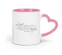 DEBINGY Taza de cerámica El amor no conoce límites, con frases para parejas, bodas y familias (320 ml) para té, café y bebida caliente, color rosa.