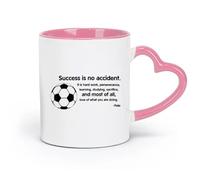 DEBINGY Taza de cerámica - El éxito nunca es casualidad, frases de Pelé, fútbol, deportes, sala de juegos (320 ml) y apta para microondas, color rosa