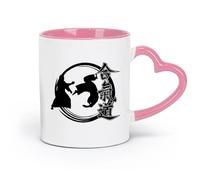 DEBINGY Taza de cerámica - Guerrero de cerámica ninja japonés, kendo, aikido (320 ml), elegante y duradera. Apta para microondas y lavavajillas. Rosa.