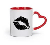 DEBINGY Taza de cerámica novedosa con atractivo sexual, labios que soplan besos, abstracto, hermoso atractivo sexual, labios (11 oz/320 ml) y apto para microondas, color rojo