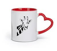 DEBINGY Taza de cerámica novedosa con diseño de cabeza de jirafa, safari, jungla, fauna, zoológico (320 ml) y bebidas calientes, color rojo espresso.
